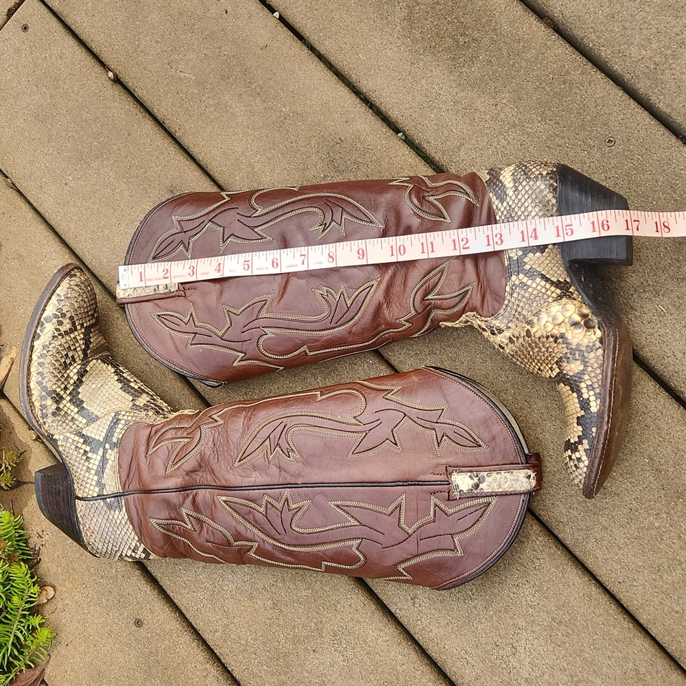 Dan Post Snake Skin Cowboy Boots Men's Size 6.5 C Approx Women's Size 8 C - Picture 14 of 17